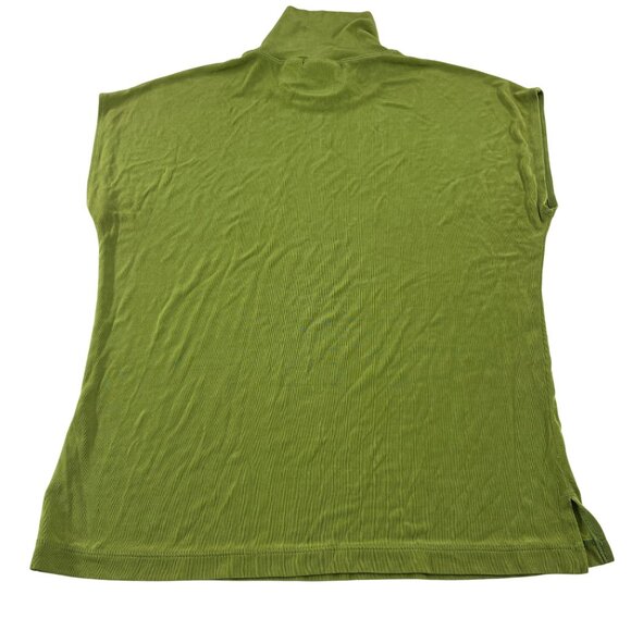 Chicos Travelers size 2 Women's Large Turtleneck Short Sleeve Blouse Green - Picture 4 of 4